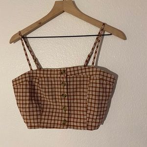brown plaid cami with buttons